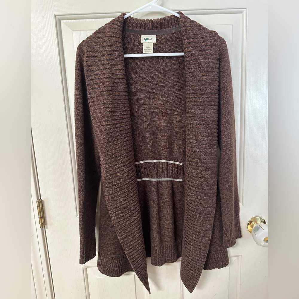 L.L. Bean Brown Shawl Collar Cardigan Sweater